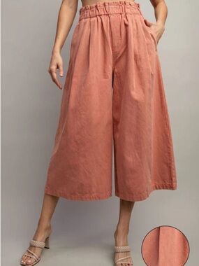 Anthropologie Pilcro WideLeg  Pants Womens Large Pink  Pull On Cropped size med
